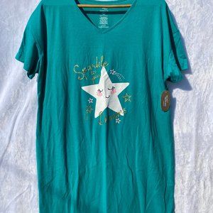 Turquoise Long T-Shirt Star Pajamas size 14-18